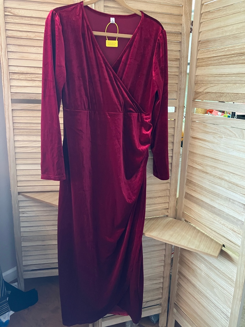 Women's Velvet Maternity Wrap Dress in Deep Wine XL NWOT
